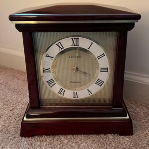 LINDEN Westminster Quartz Cherry Finish Wooden Mantel Clock